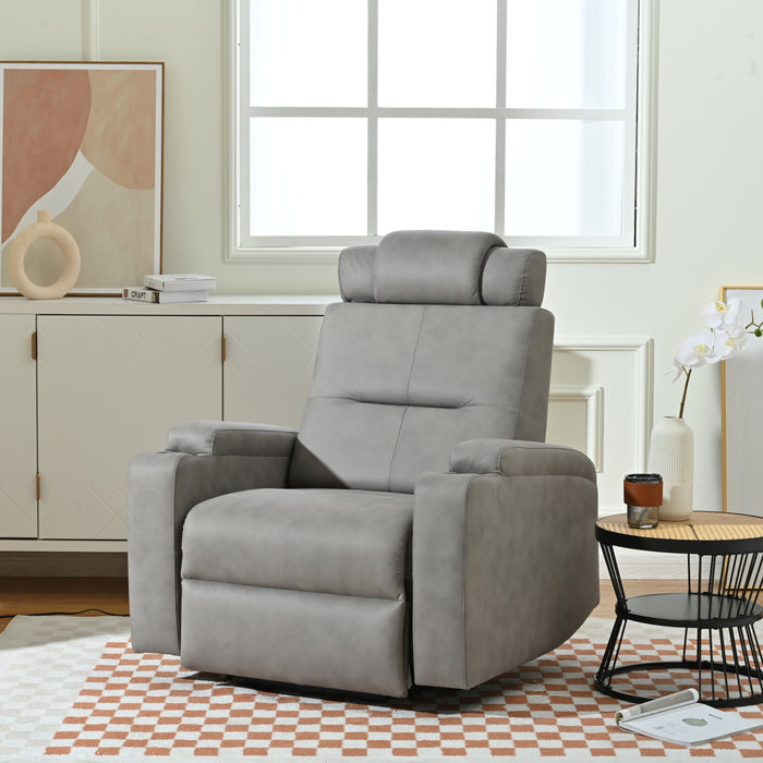 Lift Chair Light Gray Modern Reclining Side Pocket USB Charge Port