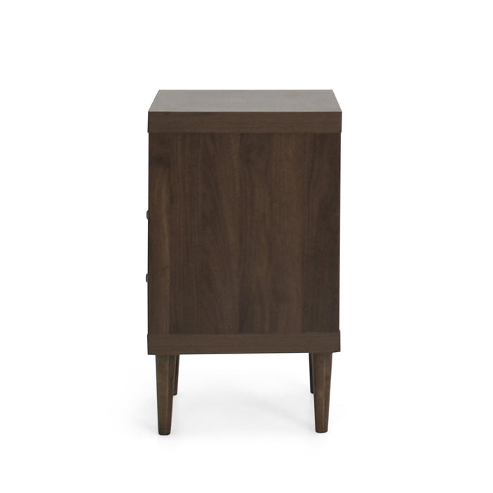 Modern Walnut and White 2-Drawer Nightstand