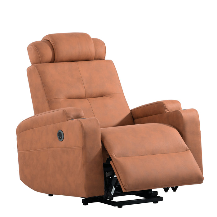 Lift Chair Orange Modern Side 24" Seat Width Side Pocket USB Charge Port