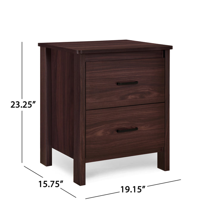 Wenge Nightstand Modern Design with 2 Drawers and Faux Wood Finish