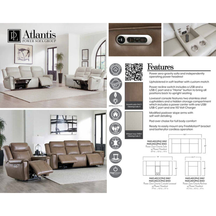 Atlantis Leather Sofa Zero Gravity Power Sofa