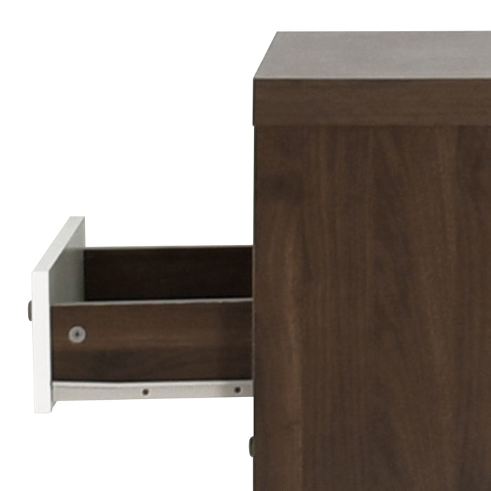 Modern Walnut and White 2-Drawer Nightstand