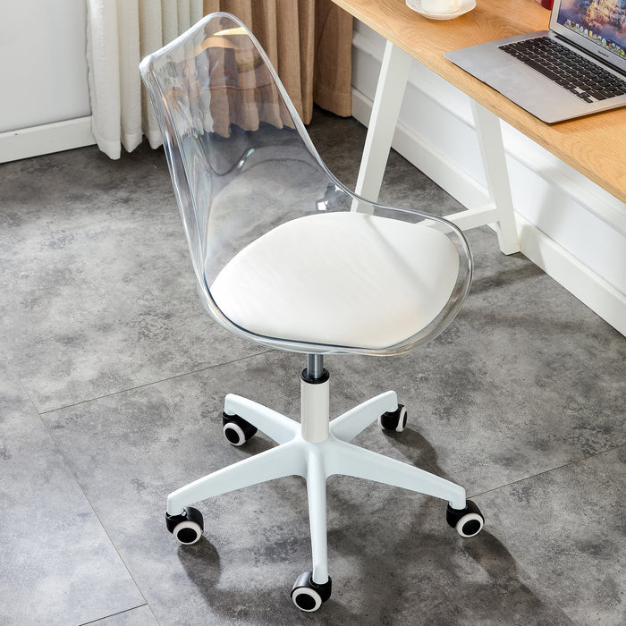 Transparent Modern Home Office Desk Chairs, adjustable 360 ° swivel chair engineering plastic armless swivel computer chair | lowrysfurniturestore