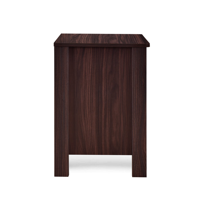 Wenge Nightstand Modern Design with 2 Drawers and Faux Wood Finish