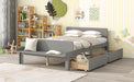 Full Bed with Footboard Bench,2 drawers,Grey | lowrysfurniturestore