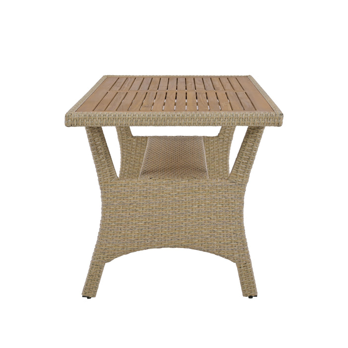 7 pc White Outdoor Rattan Dining Table Set