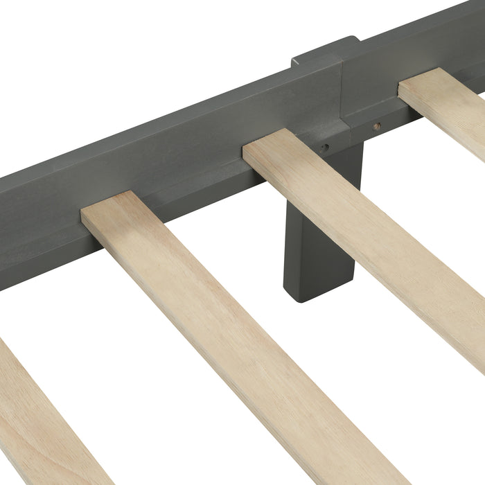 Wood Platform Bed with Headboard and Footboard, Twin (Gray) | lowrysfurniturestore