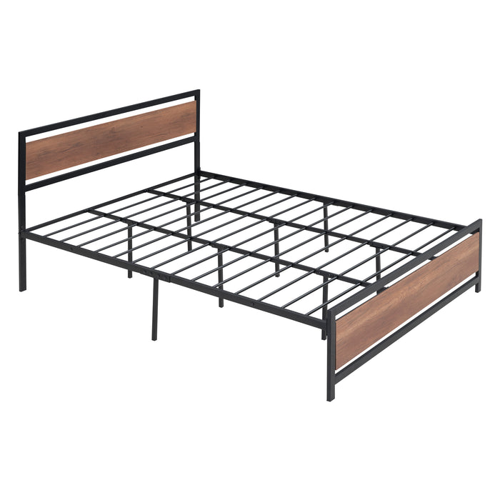 Queen Black Metal and Wood Bed Frame