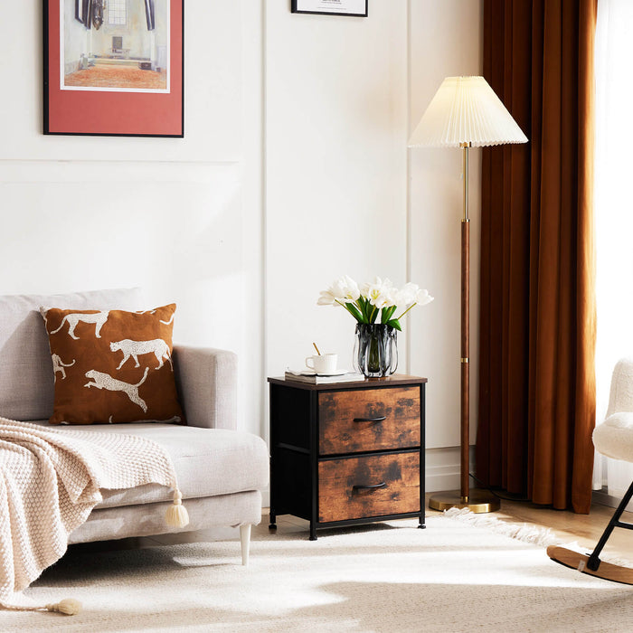 Brown 4-Drawer Chest of Drawers with Metal Frame and Wood Top