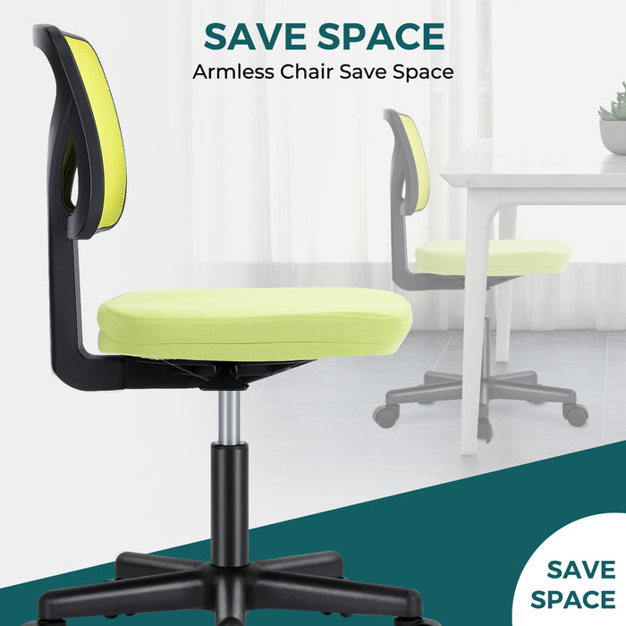 Green Armless Desk Chair Small Home Office Chair with Lumbar Support | lowrysfurniturestore