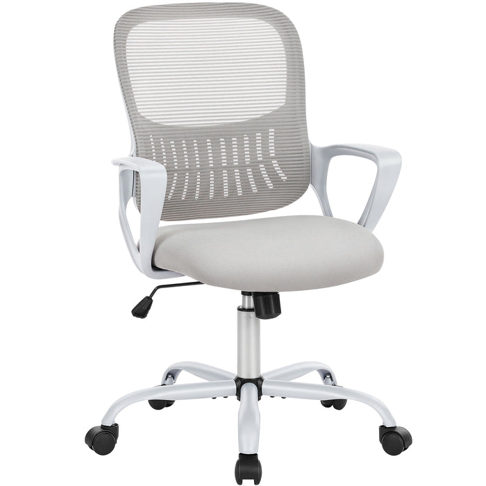 Gray Ergonomic Office Chair with Fixed Armrest lowrysfurniturestore