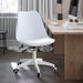 White Modern Home Office Desk Chairs, adjustable 360 ° swivel chair engineering plastic armless swivel computer chair | lowrysfurniturestore