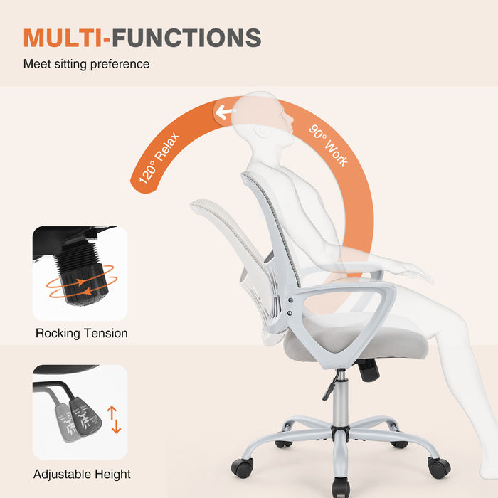 Gray Ergonomic Office Chair with Fixed Armrest | lowrysfurniturestore
