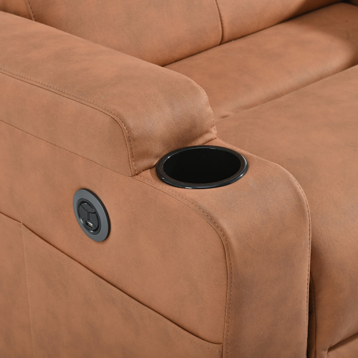 Lift Chair Orange Modern Side 24" Seat Width Side Pocket USB Charge Port