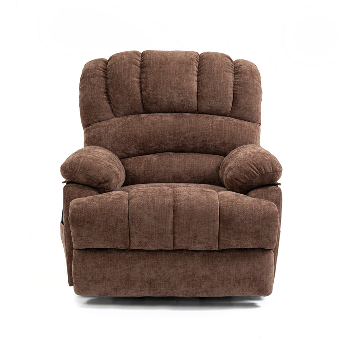 Lift Chair Brown Chenille 23" Seat Width and High Back Large Size Power Lift Recliner with 8-Point Vibration Massage and Lumbar Heating