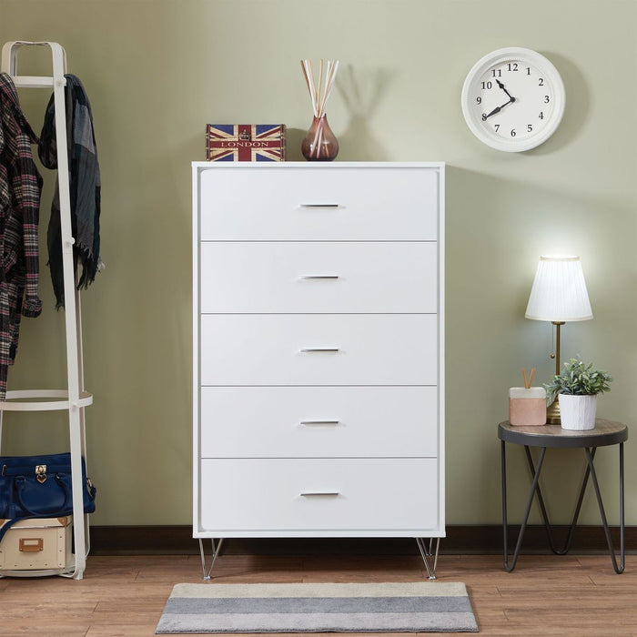 White 5-Drawer Chest of Drawers