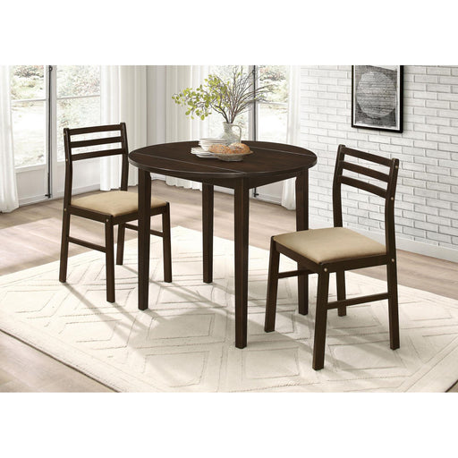 3 pc Cappuccino Dining Set with Drop Leaf lowrysfurniturestore