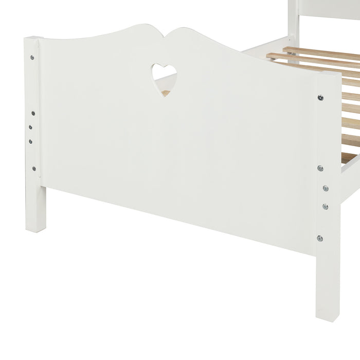 Bed Frame Twin Platform Bed with Wood Slat Support and Headboard and Footboard (White) | lowrysfurniturestore