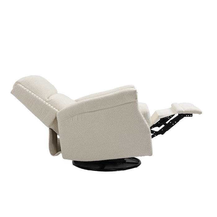 Beige Swivel Recliner Chair 360 Degree Swivel Manual | lowrysfurniturestore