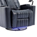 Blue 270° Power Swivel Recliner,Home Theater Seating With Hidden Arm Storage and LED Light Strip Cup Holder 360° Swivel Tray Table and Cell Phone Holder | lowrysfurniturestore