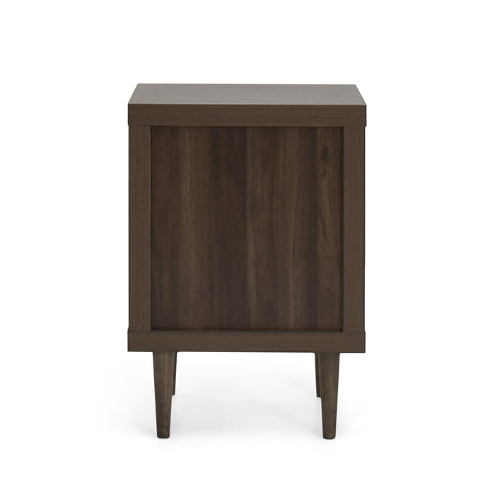 Modern Walnut and White 2-Drawer Nightstand