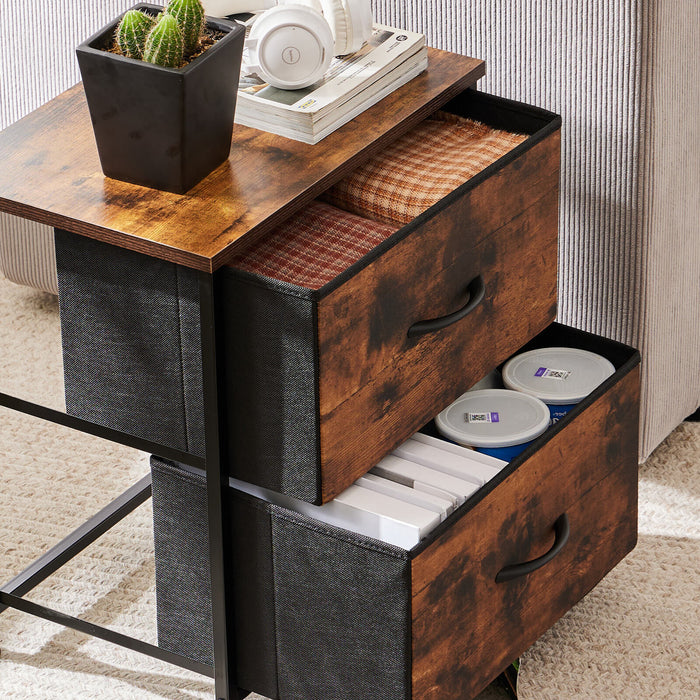 Brown 4-Drawer Chest of Drawers with Metal Frame and Wood Top