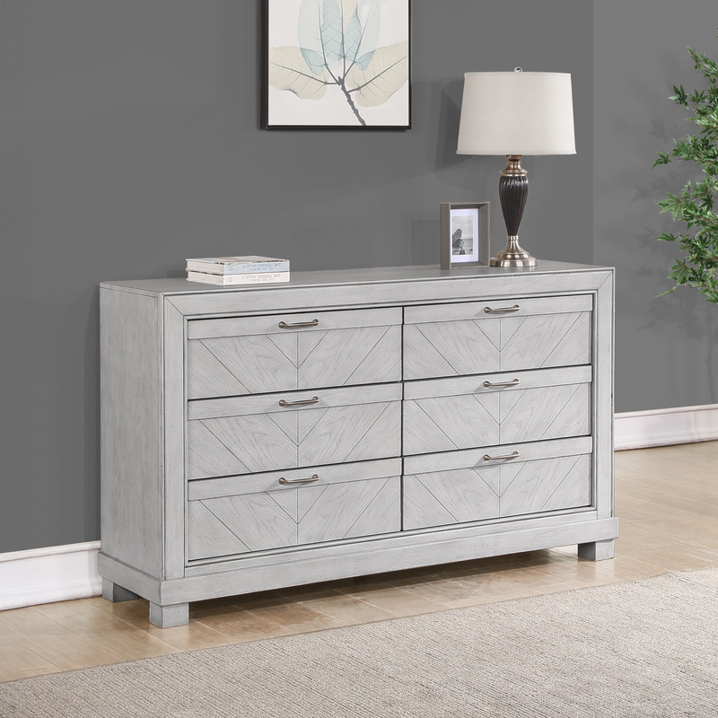 Montana gray dresser styled in a bedroom