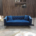 82.3" Width Modern Velvet Sofa Jeweled Buttons Tufted Square Arm Couch Blue,2 Pillows Included | lowrysfurniturestore