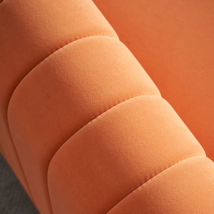 84.25'' Orange Contemporary Velvet Sofa Couch for Living Room | lowrysfurniturestore