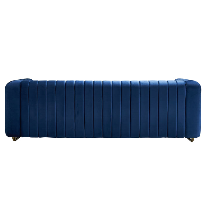 84.25'' Blue Contemporary Velvet Sofa Couch for Living Room | lowrysfurniturestore