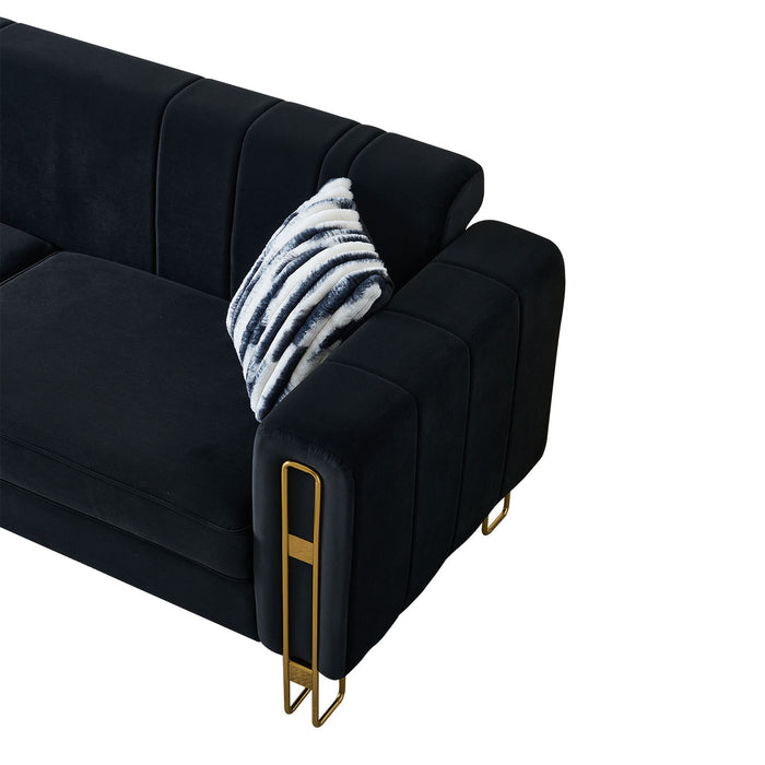 85" Black Modern Velvet Sofa for Living Room lowrysfurniturestore