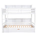 White Twin Size Bunk Bed with Built-in Shelves Upper and Lower Bed and Storage Drawer on Bottom | lowrysfurniturestore