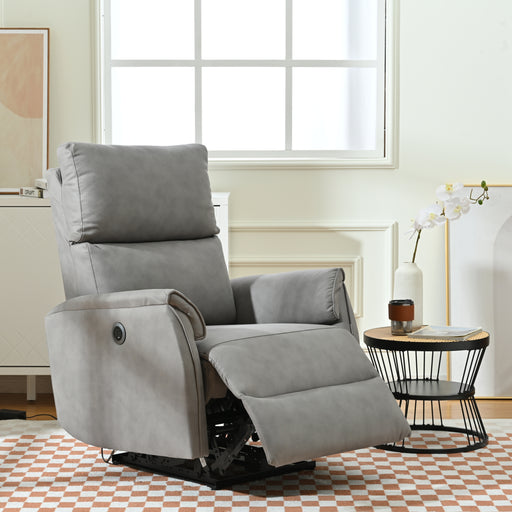Gray Electric Power Recliner Chair with USB Charging Ports lowrysfurniturestore