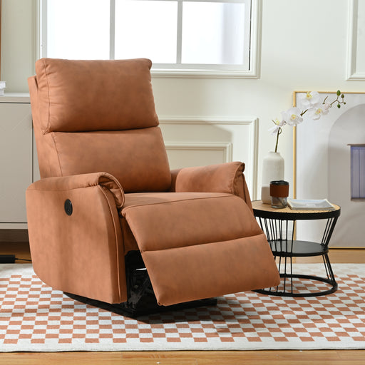 Orange Electric Power Recliner Chair Fabric Small Recliners with USB Ports lowrysfurniturestore