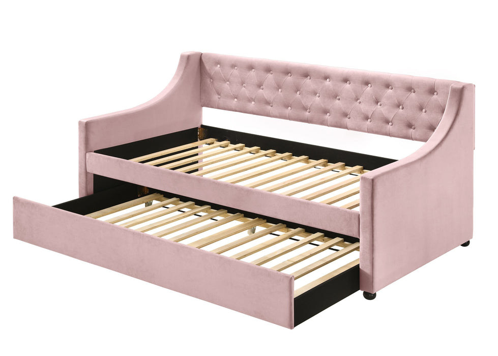 ACME Lianna Twin Daybed & Trundle, Pink Velvet 39380