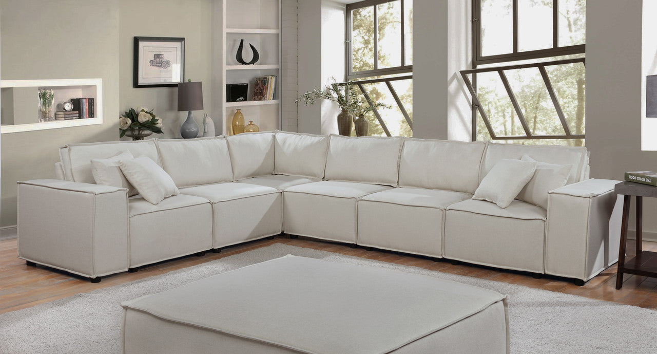 Janelle Modular Sectional Sofa in Beige Linen lowrysfurniturestore