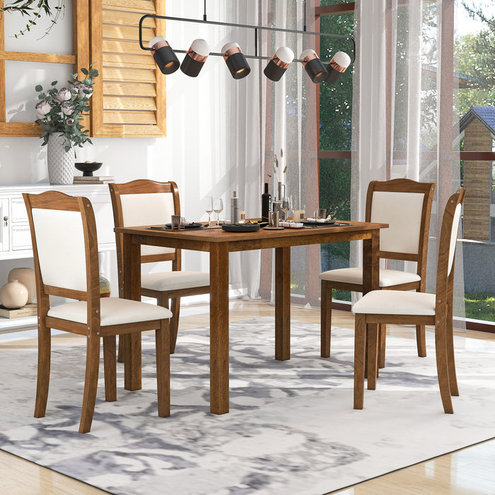 Walnut 5 pc Wood Dining Table Set lowrysfurniturestore