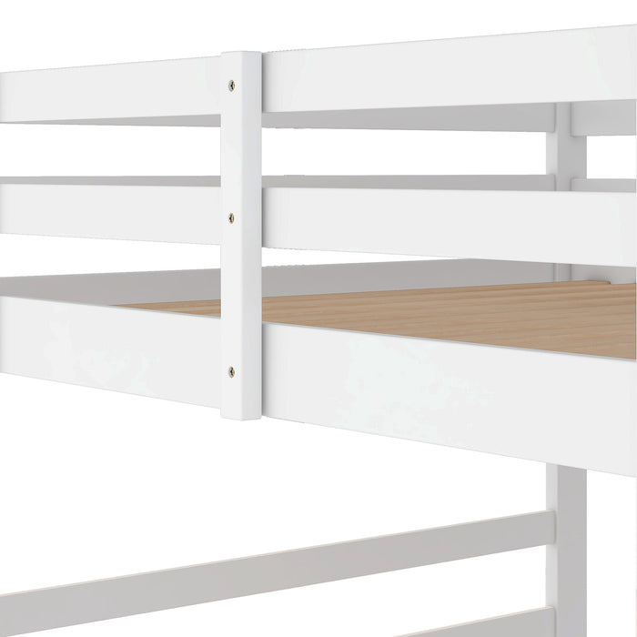 Full Over Full Bunk Bed with Ladder, White（OLD SKU:WF282788AAK）