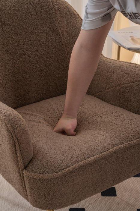 Modern Soft Teddy fabric Brown Ergonomics Accent Chair Living Room Chair Bedroom Chair Home Chair With Gold Legs And Adjustable Legs For Indoor Home