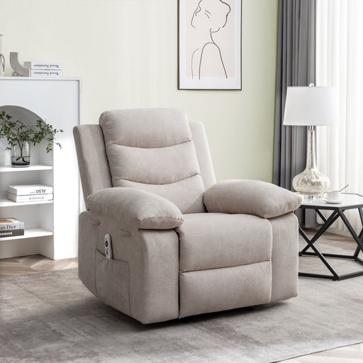 Beige Power Recliner Chair with Adjustable Massage Function Recliner Chair with Heating System for Living Room | lowrysfurniturestore