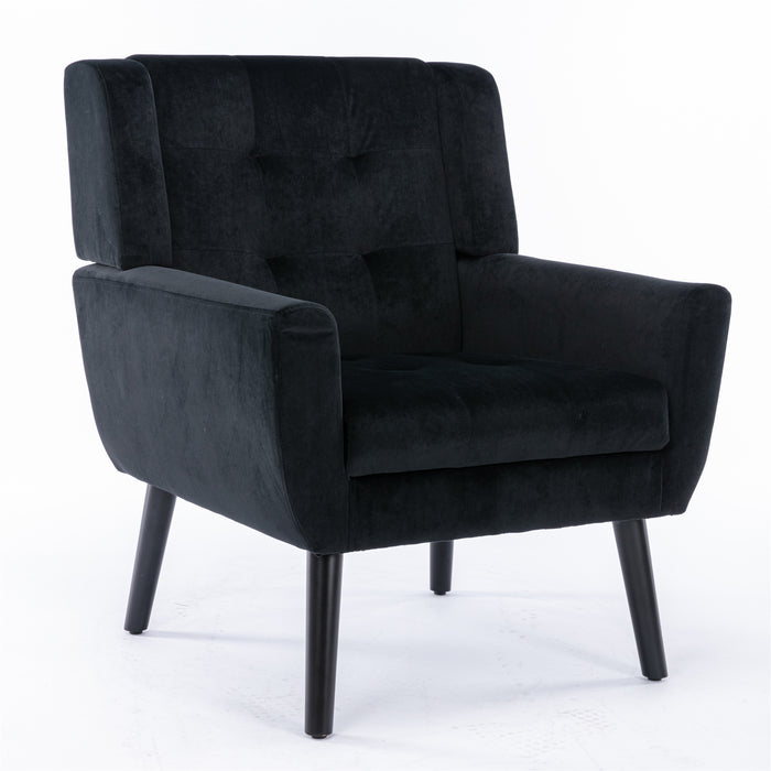 Devan Modern Soft Black Velvet Material Accent Chair lowrysfurniturestore