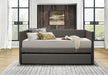 Gray Fabric Upholstered 1pc Day Bed with Pull-out Trundle Nailhead Trim Wood Frame Furniture