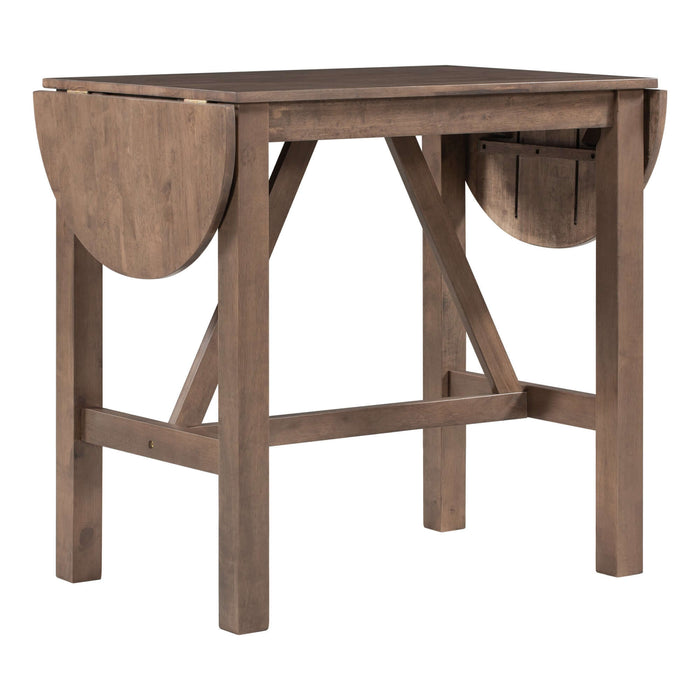 3-Piece Wood Counter Height Drop Leaf Dining Table Set with 2 Upholstered Dining Chairs for Small Place, Brown