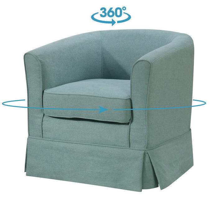 Tucker Aquamarine Teal Woven Fabric Swivel Barrel Chair