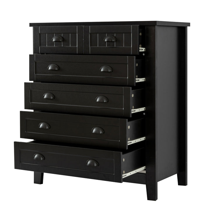 DRAWER DRESSER CABINET，BAR CABINET, storge cabinet, lockers, retro shell-shaped handle, can be placed in the living room, bedroom, dining room, black