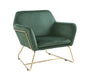 Keira Green Velvet Accent Chair with Metal Base lowrysfurniturestore