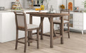 3-Piece Wood Counter Height Drop Leaf Dining Table Set with 2 Upholstered Dining Chairs for Small Place, Brown
