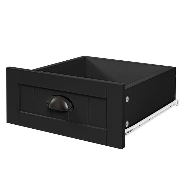 DRAWER DRESSER CABINET，BAR CABINET, storge cabinet, lockers, retro shell-shaped handle, can be placed in the living room, bedroom, dining room, black