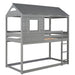 Twin Over Twin Bunk Bed Wood Loft Bed with Roof, Window, Guardrail, Ladder (Gray) (OLD SKU :LP000062AAE)