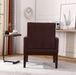 PU Leather Accent Chair, Upholstered Lounge Sofa Armchair, Comfortable Armchair with Wooden Legs in Log Color, Modern Button Reading Chair for Bedroom Living Room, Dark Brown